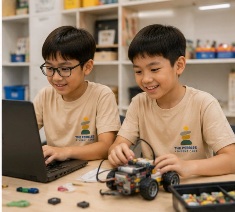 A Pebbles student during strategy + thinking enrichment